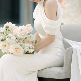 Simple Elegant Halter Neck Wedding Dress - Diva Melody