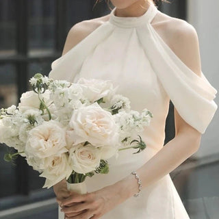 Simple Elegant Halter Neck Wedding Dress - Diva Melody