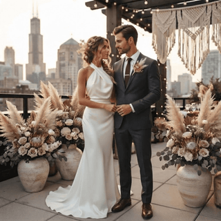 Simple Halter Neck Wedding Dress - Diva Melody