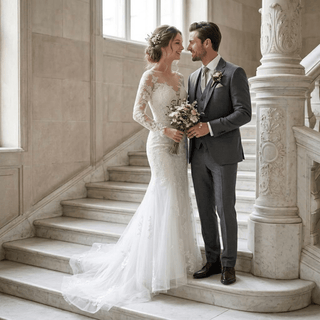 Simple Lace Wedding Gown - Diva Melody