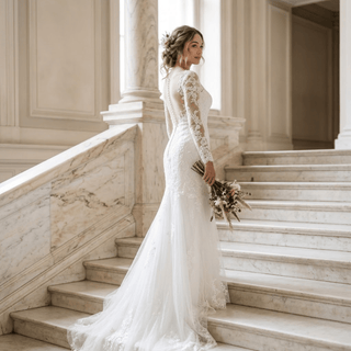 Simple Lace Wedding Gown - Diva Melody
