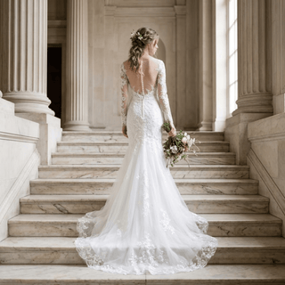 Simple Lace Wedding Gown - Diva Melody