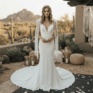 Simple Modern Mermaid Bridal Gown - Diva Melody