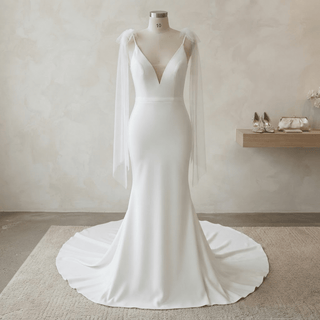 Simple Modern Mermaid Bridal Gown - Diva Melody