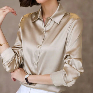 Simple Satin Office Work Look Blouse Tops - Diva Melody