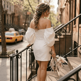 Simple Sheath Mini Wedding Dress - Diva Melody