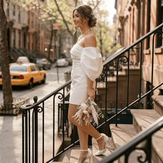 Simple Sheath Mini Wedding Dress - Diva Melody