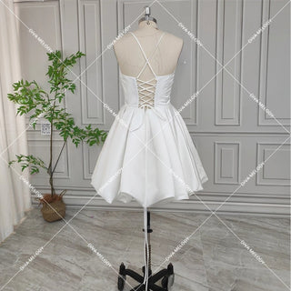 Simple Spaghetti Straps Mini Bridal Dress - Diva Melody