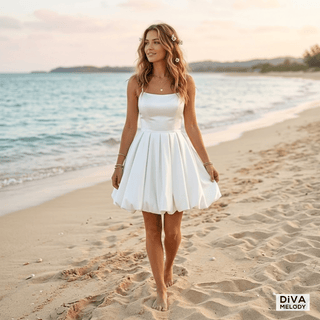 Simple Spaghetti Straps Mini Bridal Dress - Diva Melody