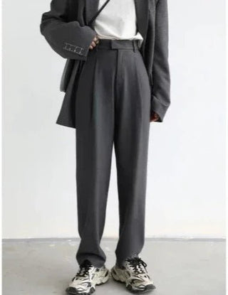 Simple Twill Suit Wide Leg Pants Straight Trousers - Diva Melody