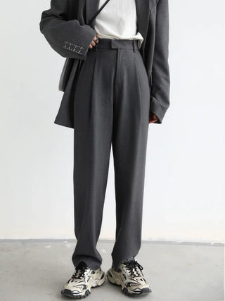 Simple Twill Suit Wide Leg Pants Straight Trousers - Diva Melody