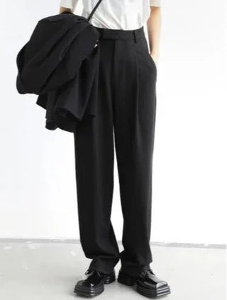 Simple Twill Suit Wide Leg Pants Straight Trousers - Diva Melody