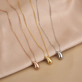 Simple Water Drop Pendant Chain Necklace - Diva Melody