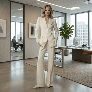 Single Breasted Blazer & Flared Trouser Suit Set - Diva Melody