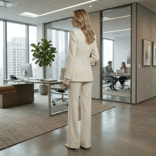 Single Breasted Blazer & Flared Trouser Suit Set - Diva Melody