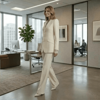 Single Breasted Blazer & Flared Trouser Suit Set - Diva Melody