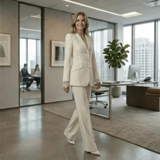 Single Breasted Blazer & Flared Trouser Suit Set - Diva Melody