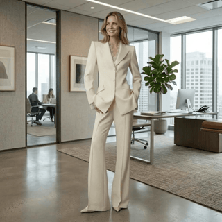 Single Breasted Blazer & Flared Trouser Suit Set - Diva Melody