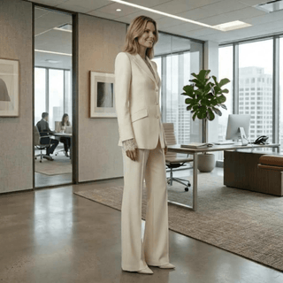 Single Breasted Blazer & Flared Trouser Suit Set - Diva Melody