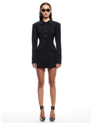 Single - Breasted High Waist Blazer Dress - Diva Melody