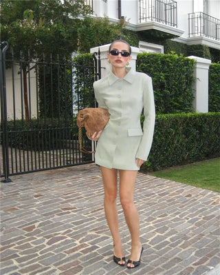 Single - Breasted High Waist Blazer Dress - Diva Melody