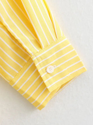 Single - Breasted Striped Long Sleeve Shirt - Diva Melody