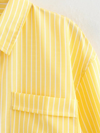 Single - Breasted Striped Long Sleeve Shirt - Diva Melody