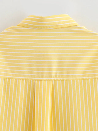 Single - Breasted Striped Long Sleeve Shirt - Diva Melody