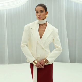 Single Button Shoulder Pad Blazer - Diva Melody