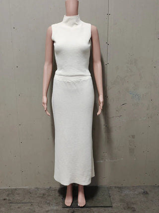 Sleeveless Knit Turtleneck Top & Slim Skirt Set - Diva Melody
