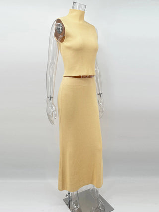 Sleeveless Knit Turtleneck Top & Slim Skirt Set - Diva Melody