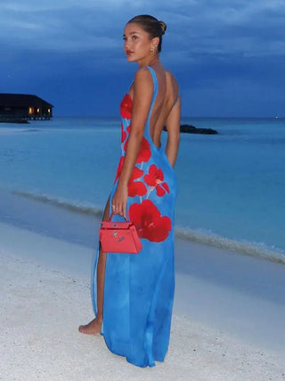 Sleeveless Square Neck Split Dress - Diva Melody