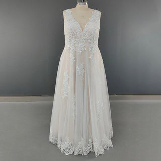 Sleeveless V - Neck Boho Wedding Dress - Diva Melody
