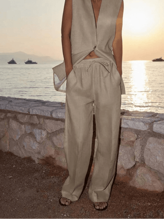 Sleeveless V - Neck Tank & Pants Set - Diva Melody