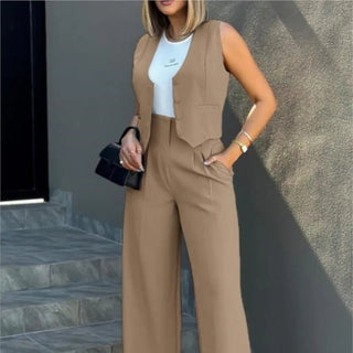 Sleeveless Vest With High Waist Pants - Diva Melody