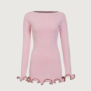 Slim Knitted Long Sleeves Mini Dress - Diva Melody