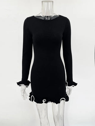 Slim Knitted Long Sleeves Mini Dress - Diva Melody