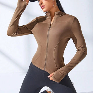 Slim Tracksuit Workout Top Training Jackets Zipper Long Sleeve Yoga Running Sports - Diva Melody