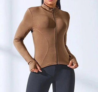 Slim Tracksuit Workout Top Training Jackets Zipper Long Sleeve Yoga Running Sports - Diva Melody