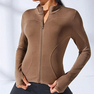 Slim Tracksuit Workout Top Training Jackets Zipper Long Sleeve Yoga Running Sports - Diva Melody