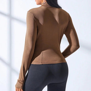 Slim Tracksuit Workout Top Training Jackets Zipper Long Sleeve Yoga Running Sports - Diva Melody