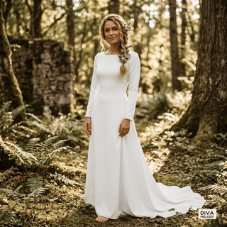 Soft Satin Backless Wedding Dress - Diva Melody