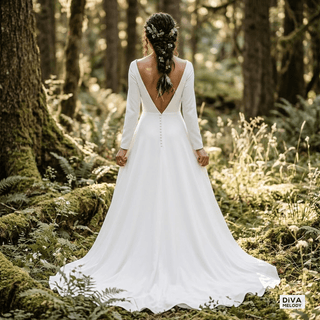 Soft Satin Backless Wedding Dress - Diva Melody