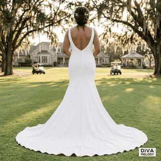Soft Stain Backless Bridal Gown - Diva Melody