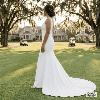 Soft Stain Backless Bridal Gown - Diva Melody