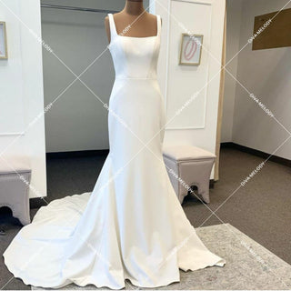 Soft Stain Backless Bridal Gown - Diva Melody