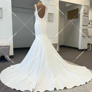 Soft Stain Backless Bridal Gown - Diva Melody