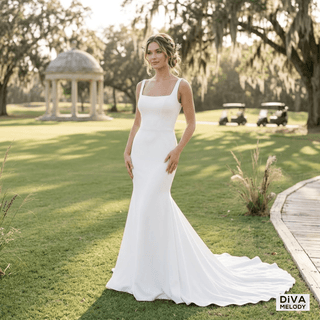 Soft Stain Backless Bridal Gown - Diva Melody