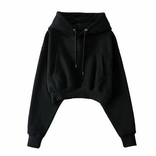 Solid Fleece Hooded Clothing Long Sleeve Tops Loose Pocket Sweatshirt Female Casual Pullover - Diva Melody