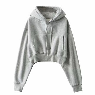 Solid Fleece Hooded Clothing Long Sleeve Tops Loose Pocket Sweatshirt Female Casual Pullover - Diva Melody